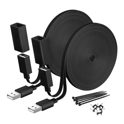 Itramax Flat USB A Extension Cable for Security Cameras 30FT/9M 2Pack,Black - color: Black, size: 30FT/9M