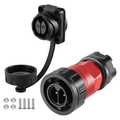 CNLINKO YM-20 2 PIN Waterproof Connector, IP68 Circular Connector, Quick Plugging Aviation Connector, PBT Plastic Shell Solder Connector M20 Male -Female Flange Socket (2 PIN) - size: 2-Pin, style: Solder-Assembly
