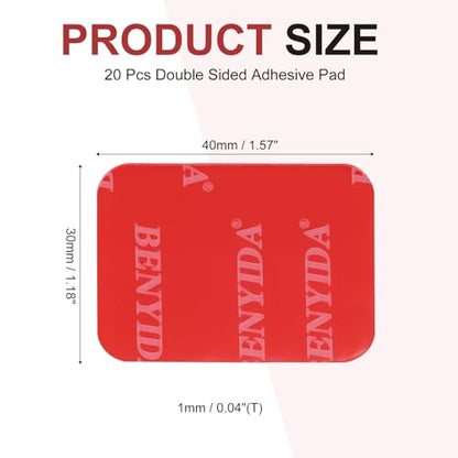 20 Pcs Double Sided Adhesive Pads, 1.18 x 1.57 Inch Dash Cam Sticky Pads Self-Adhesive Square Mounting Foam Tape Waterproof & Heat Resistant for Car Walls Picture Home Decor, Red - size: 1.18 x 1.57 Inch