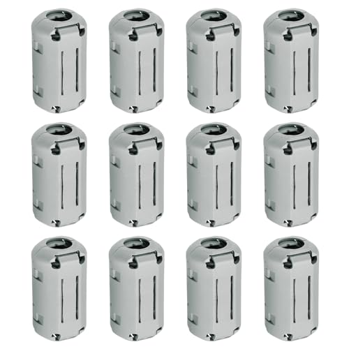 uxcell 12 Pcs Ferrite Filter Ring Core RFI EMI Noise Suppression Cable Clip ID 9mm 0.35Inch Regular Styles for Electronic Devices, Industry, Grey - color: Grey, size: 9mm