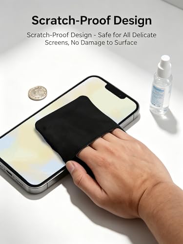 Microfiber Screen Cleaner Cloth Lint Free Soft Wipe for Car Touchscreen Phone Tablet Laptop Monitor Camera Lens Eyeglass Electronics Home Office Travel Black