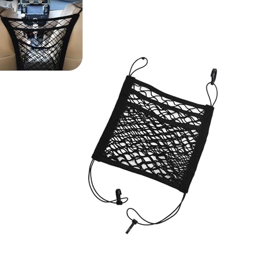 3-Layer Car Mesh Organizer, Front Seat Back Net Bag, Stretchable Kid Dog Car Net Barrier Pet Divider Storage, Universal Hanging Storage Netting Pouch for Most Auto, Sedan, SUV