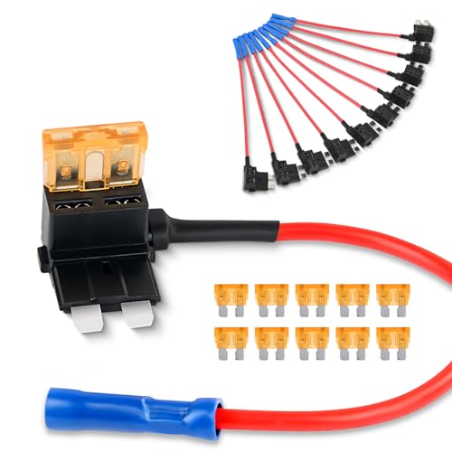 Nilight 10 Pack 12V Add-a-Circuit Standard ATO/ATC Fuse Tap Adapters 5A - color: Multicolor