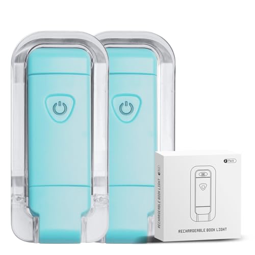 EGWASER Book Light for Reading in Bed, USB Rechargeable Clip on Book Lights, 3 Brightness Adjustable Dimmable Bookmark Light for Eye-Protection, Reading Lamp for Bookworms, Travel (2-Pack Blue) - color: 2-Pack Blue