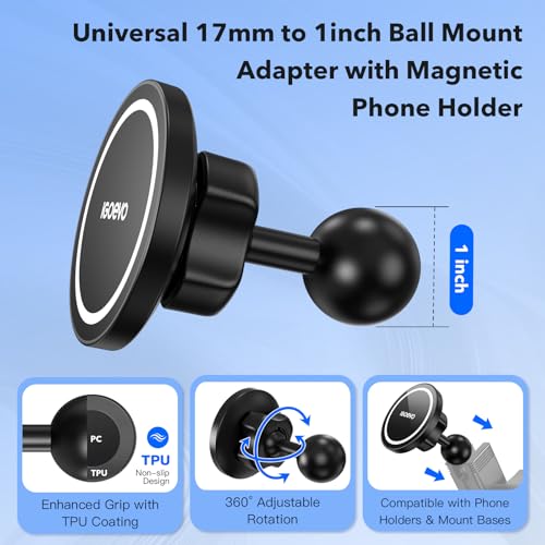 1-Inch B Size Ball Magnetic Phone Mount – Compatible with RAM Bases, Strong Magnet Car Holder for MagSafe and Metal Plate Phones, Dashboard Installation - size: Magsafe to 1 inch(25.4mm) ball