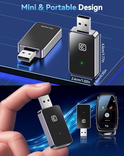 2026 Upgraded 2 in 1 Wireless CarPlay & Android Auto Adapter, USB A/C Dongle Convert Factory Wired for iOS 10+ & Android 11+(Black)