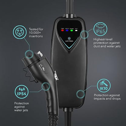 Lectron Level 2 EV Charger - ETL Certified, 240V, 40 Amp, NEMA 14-50 Plug, 16 ft Extension Cord & J1772 Cable- Portable Electric Car Charger for J1772 EVs and Plug-in Hybrid Vehicles - size: 40A NEMA 14-50