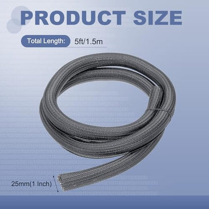 MECCANIXITY Split Sleeve Wire Loom 1" 5Ft Grey Self Wrapping Braided Sleeve UL94-V2 Fireproof PET Sleeving for Automotive, Home Cable Management - color: Grey, size: 1" x 5Ft