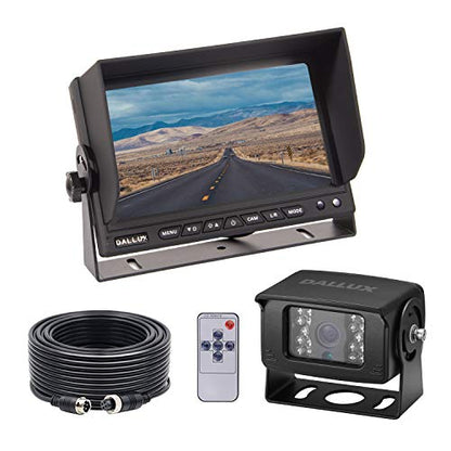 Heavy Duty Vehicle Truck Bus Backup Camera Kit,4 PIN Cab Cam with 7inch LCD Monitor Waterproof Night Vision Rear View Camera+66ft Extension Cable for Bus Truck Van Trailer RV Campers(12V 24V)