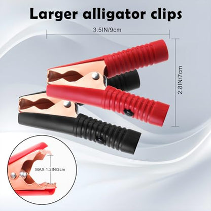 10ft / 3.05m 14 AWG Extension Cord Dual Plug Socket with Battery Clamp 12V/ 24V Battery Clip-On and Cigarette Lighter Adapter