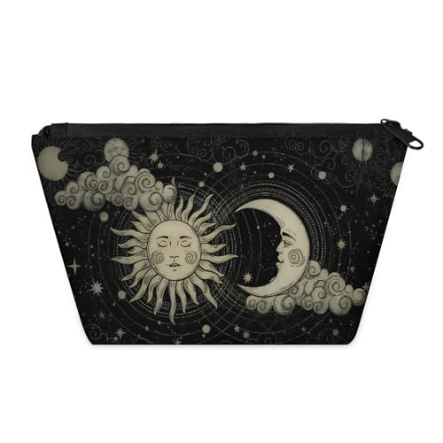 Astrology Sun Moon Gothic Makeup Bag for Women, Portable Cosmetic Bag for Travel Purse, Fashion Zipper Makeup Pouch, Small Travel Bag for Purse - color: Astrology Sun Moon Gothic