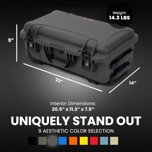 NANUK 935 Hard Case for Camera & Lenses with Padded Divider – Waterproof Equipment Case with Wheels, 22” x 14” x 9” – Dustproof, Impact Resistant, Carry-On Approved for Most Airlines – Graphite - color: Graphite, style: Padded Divider