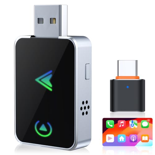 Wireless CarPlay Adapter for iPhone, 2026 Upgraded 2-in-1 Android Auto CarPlay Wireless Adapter, Convert Wired to Wireless, Fast & Stable, Plug & Play, Compatible with Factory Wired CarPlay Cars 2016+ - color: Silver