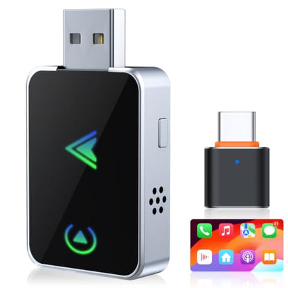 Wireless CarPlay Adapter for iPhone, 2026 Upgraded 2-in-1 Android Auto CarPlay Wireless Adapter, Convert Wired to Wireless, Fast & Stable, Plug & Play, Compatible with Factory Wired CarPlay Cars 2016+ - color: Silver