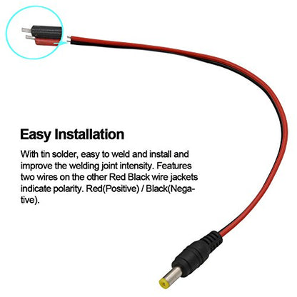 (Real 18AWG 43x2pcs Wires 20pcs Male DC Power Pigtail Cable, 12V 5A DC Connectors for CCTV Security Camera and Lighting Power Adapter (2.1mm x 5.5mm, Ultra Thick) (Pack of 2) - size: 20 Pcs DC Power Pigtail Cable Male (Pack of 2)