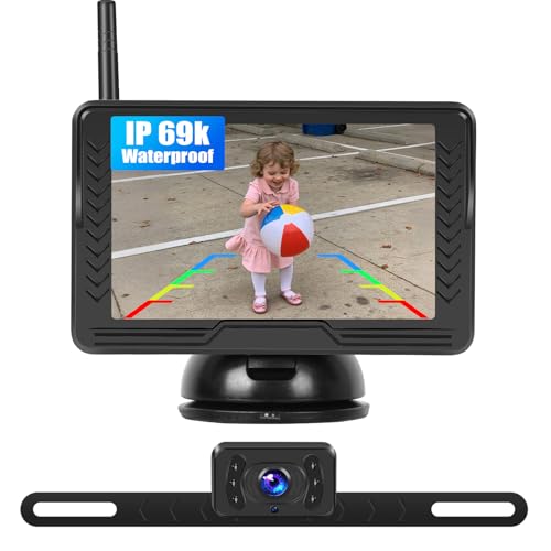 Wireless Backup Camera for Cars with 5 Inch Monitor Digital Signal Stable Reverse Camera Night Vision for Truck/Car/Pickup/SUV/ IP69 Waterproof - color: 5 Inch
