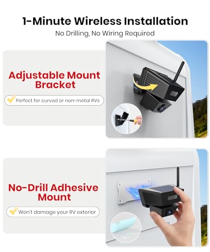 Solar Magnetic Wireless Backup Camera with 5 Inch Anti-Glare 1080P Screen - size: 5 inch