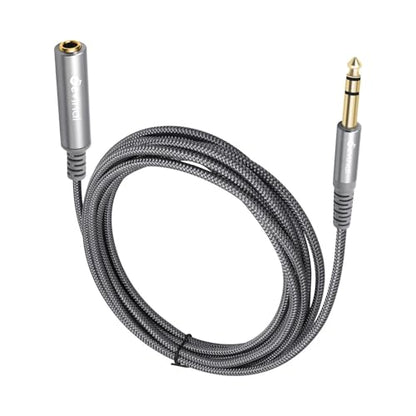 1/4 inch Headphone Extension Cable, 6.35mm TRS Male to Female Stereo Cord, Quarter Inch Guitar Cable Extender, 15ft (4.5 Meters) - color: Silver 4.5M/15FT