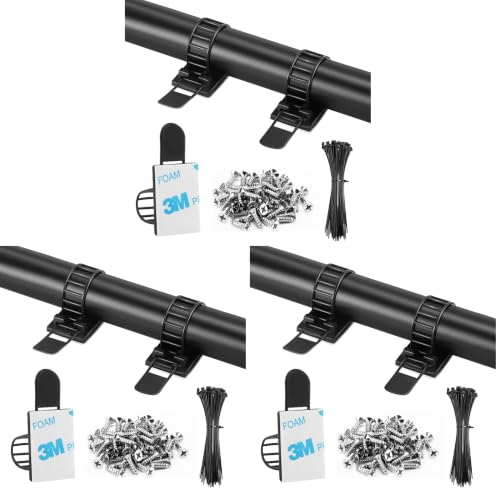 100Pcs Adhesive Cable Management Clips with 50Pcs Zip Ties, Adjustable Nylon Cable Strap Ties Wire Clips Clamps Organizer, Extra Screw & Hole - 3.35 Inch Black (Pack of 3) - color: Black, size: M-100pcs (Pack of 3)