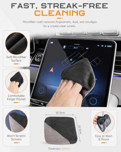 Car Screen Cleaner Tool, Microfiber Touch Screen Cleaning Pad for Cars, Foldable Dashboard & LCD Display Cleaner Cloth, Dual-Sided Car Screen Wipes for Automotive Interior Accessories