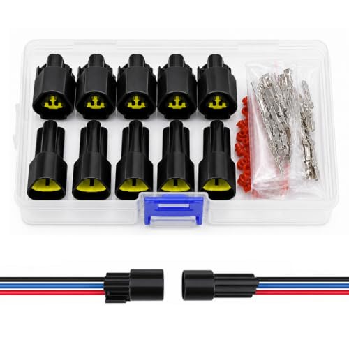 3 Pin Automotive Sealed Wire Connectors, IP67 Waterproof,70Pcs 16-22 AWG