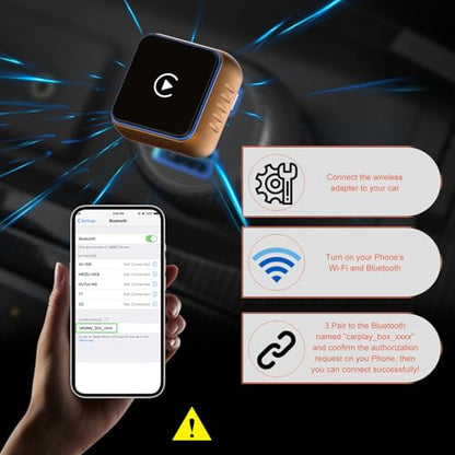 Wireless CarPlay Adapter Compatible with Apple CarPlay 2026 Upgraded Mini Design,USB/USB-C Plug and Play,Stable Low-Latency Connection for iPhone & Android - color: Orange