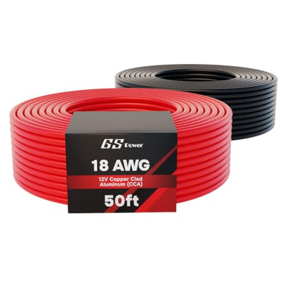 GS Power 18 Gauge Wire Automotive - 100ft CCA Primary 2 Spools - size: 18 Gauge-50 ft-Non-Bonded