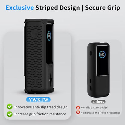 YWXTW Silicone Case for Anker Laptop Power Bank (25,000mAh/165W) - Shockproof Drop-Resistant, Built-in Cable Storage | Non-Slip Grip, Hidden Dust Plug Protective Cover for Anker Power Bank 165w - color: Black