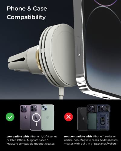 iOttie Velox Mini MagSafe Compatible Air Vent Car Mount in Astral Gray with Wireless Charging for iPhone 13, 14, 15 Series - color: Gray