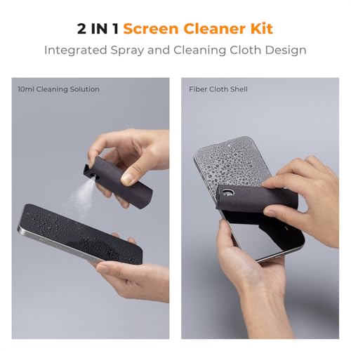 K&F CONCEPT 2-in-1 Screen Cleaning Tool, Includes 20ml Liquid, Grey & Pink