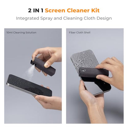 K&F CONCEPT 2-in-1 Screen Cleaning Tool, Includes 20ml Liquid, Grey & Pink