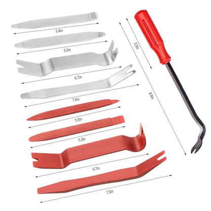 Auto Trim Removal Tool Kit, 17 Pcs Auto Car Trim Tool Set Plastic Pry Tool Kit for Car, Clip, Audio, Dashboards, Door Panel Window Molding Fastener Remover Tool Kit - color: Red