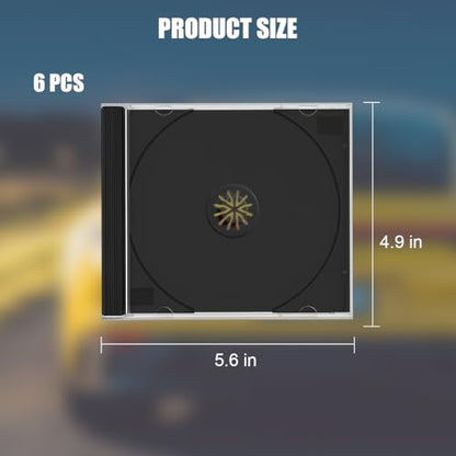 6PCS Car CD Jewel Case, Clear Vehicle CD Storage Box with Assembled Removable Tray, Automotive DVD Disc Cover Protection Replacement Accessories, Universal for SUV Truck Sedan (Black) - color: Black