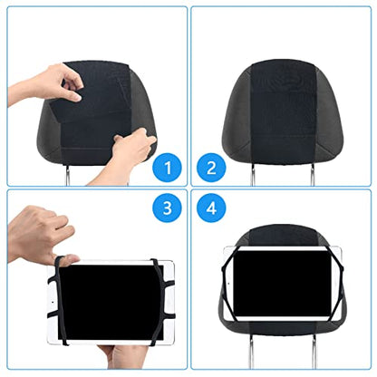 Car Headrest Mount Silicon Holder, Universal Tablet Holder in Back Seats, Car Mount Angle-Adjustable Car Headrest Holders Fits All 7-12.9 inch Tablets/Game Machines¡­