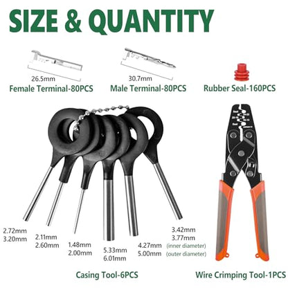 367Pcs 20 Kits Waterproof Automotive Electrical Connectors 1/2/3/4/6 Male&Female Pin 22-14AWG Wire Harness Spark Plug Connector Terminals Plug Kit Car with Wire Crimping Tool - size: 20 Kits 22-14AWG 1/2/3/4/6 Pin