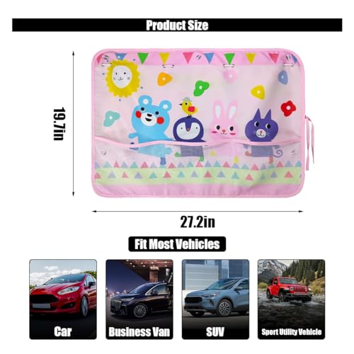 GLSOWEE Car Window Shade for Baby, Blackout Car Window Curtain, Animals - color: Pink-Animals