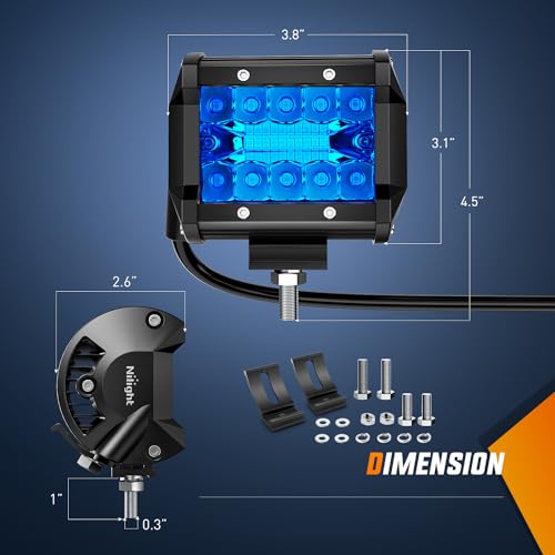 Nilight 4 inch LED Light Pod Blue Triple Row 2PCS 60W Flood Spot Combo Driving Fog Fishing Hunting Emergency Safety Signal Deck Trailer Lighting for UTV Pick-up Van Boat Tractor - color: Blue Led Pods