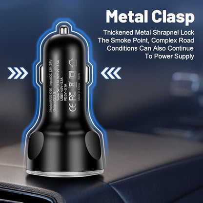 MESA'S LIVE 6-Port Car Charger USB C, 100W Max PD 65W QC3.0 Fast Charging, LED Voltage Display, 12/24V for Car/Truck/RV, Compatible with iPhone 16/Samsung/Tablet/Laptop