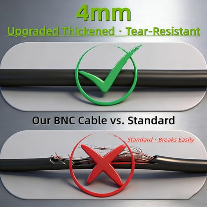 1 Pack 66ft (20M) BNC Video Cable Wire, 4mm Thickened Security Camera Extension Cable, All-in-One Siamese CCTV Power Cable for DVR, Includes 2 BNC Connectors - size: 66ft