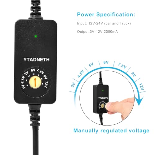 Car Charger Adapter with 3V 4.5V 5V 6V 7.5V 9V 12V 2A Auto Cigarette Lighter Male Plug Truck Power Supply Adapter Cable for Portable DVD Player Dash cam Speaker Tablet and More