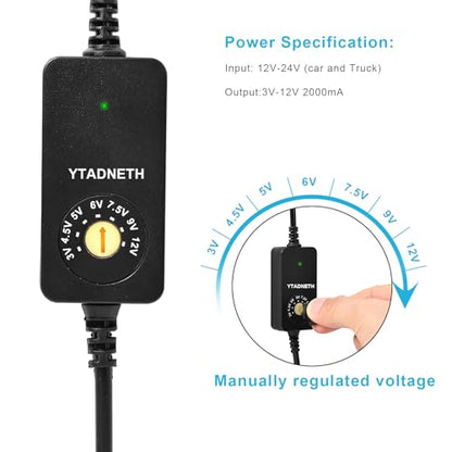 Car Charger Adapter with 3V 4.5V 5V 6V 7.5V 9V 12V 2A Auto Cigarette Lighter Male Plug Truck Power Supply Adapter Cable for Portable DVD Player Dash cam Speaker Tablet and More