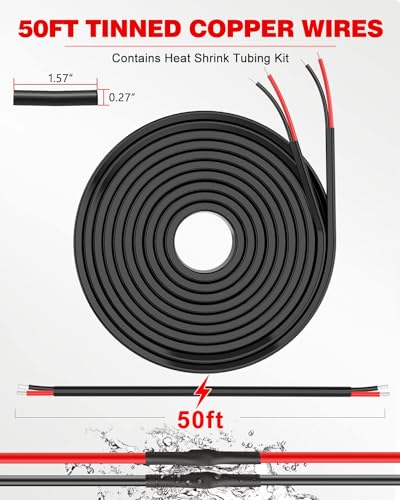 NAOEVO 14 Gauge Wire 2 Conductor, 14 Gauge Automotive Wire 12V Cable, 50FT - size: 50ft, style: 2C-14AWG