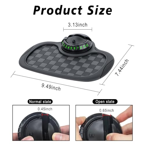 Car Anti-Slip Mat, 360° Rotating Universal Phone Holder for Car Dashboard - color: Black & Gray