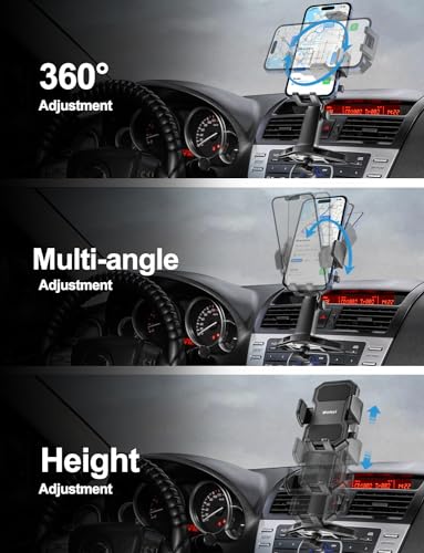 CD Phone Holder for Car - Height Adjustable Car Phone Holder CD Slot, Ultra Sturdy CD Player Cell Phone Holders for Your Car for iPhone 17 Pro Max 16 15 14 13 12 Air Plus, S25, 4-7" Smartphones