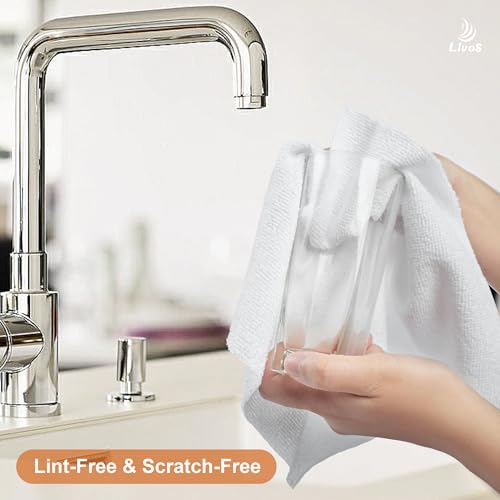 LIVOS Microfiber Cleaning Cloth Roll - 80 Pack, Reusable Paper Towels, White Tear Away, Microfiber Towels for Car, Super Absorbent Lint Free Cleaning Rags for House, Kitchen,Window- 11.5"x11.5" - color: White