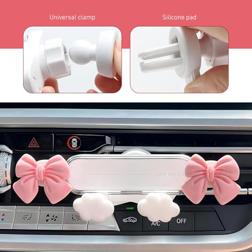 Car Phone Holder Mount, Butterfly Bow Air Vent Phone Holder, Universal Kawaii Car Accessories for Women Girls (White #A) - size: White #A