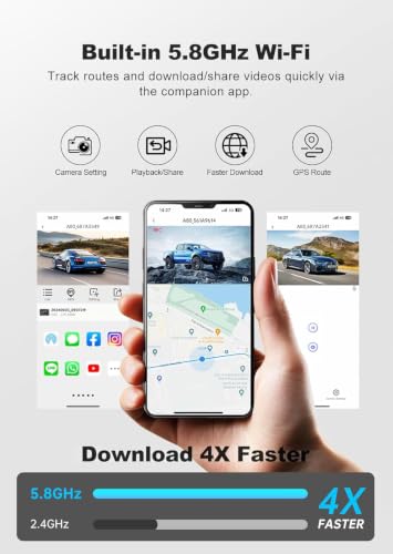 JOMISE 4K Dash Cam Front and Rear, 360° Interior Rear Camera for Cabin, Side & Rear - Dash Camera for Cars with 64GB Card, Low-Light Sensor, Wi-Fi 6 GPS, Touch Screen, HDR WDR, Support 1TB, A80T
