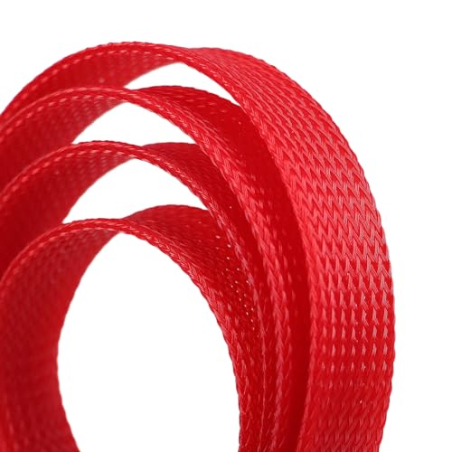 25ft PET Expandable Braided Cable Sleeve 1/2inch(12mm) Pet Braided Cable Sleeve for Audio Video Device Wire Automotive Wire (Red) - color: Red, size: 12mm"(1/2 inch)