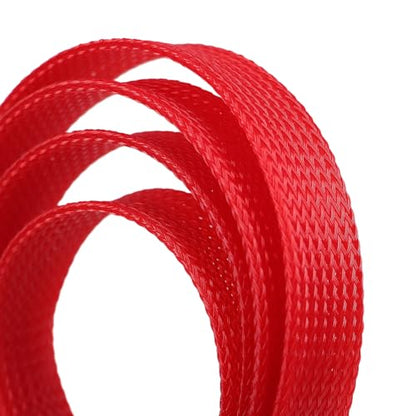 25ft PET Expandable Braided Cable Sleeve 1/2inch(12mm) Pet Braided Cable Sleeve for Audio Video Device Wire Automotive Wire (Red) - color: Red, size: 12mm"(1/2 inch)
