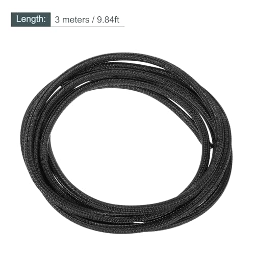 MECCANIXITY Split Sleeve Wire Loom 3/16" 9.84Ft Black Self Wrapping Braided Sleeve UL94-V2 Fireproof PET Sleeving for Automotive, Home Cable Management - color: Black, size: 3/16 Inch x 9.84Ft
